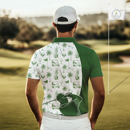 Green Mens Golf Polo Shirts, Funny Golf Icons Athetic Shirt, Golf Gifts For Men NBT481