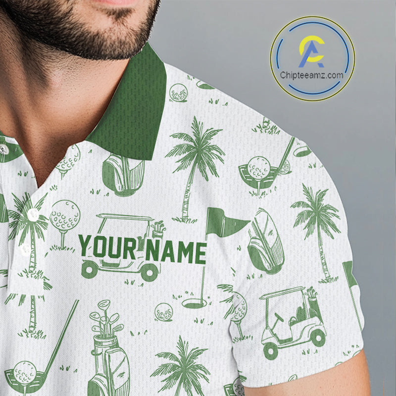 Green Mens Golf Polo Shirts, Funny Golf Icons Athetic Shirt, Golf Gifts For Men NBT481