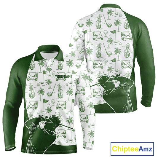 Green Mens Golf Polo Shirts, Funny Golf Icons Athetic Shirt, Golf Gifts For Men NBT481