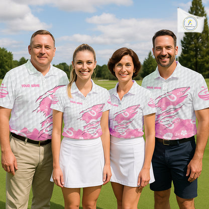 Custom Pink Summer Pattern Mens Golf Polo Shirts Summer Golf Shirt For Vacation, Golf Team Shirt NBT733