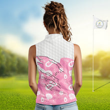 Load image into Gallery viewer, Custom Pink Summer Pattern Womens Sleeveless Golf Polo Shirts Summer Golf Shirt For Vacation, Golf Team Shirt NBT733