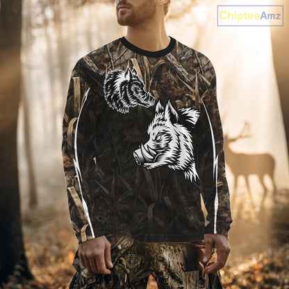 Custom Boar Hunting Full Camouflage 3D All Over Printed Shirts , Best Gift Ideas for Hunter NBT225
