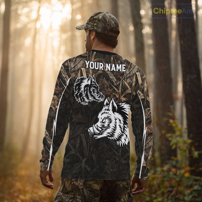 Custom Boar Hunting Full Camouflage 3D All Over Printed Shirts , Best Gift Ideas for Hunter NBT225