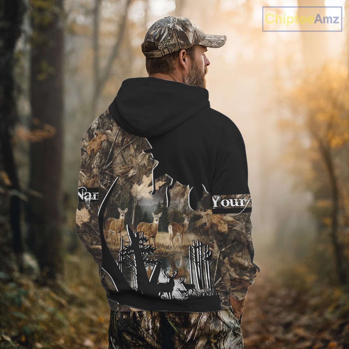 Custom Whitetail Deer 3D All Over Print Shirts, Gift for Men, Hunting Hoodie Long Sleeves NBT336