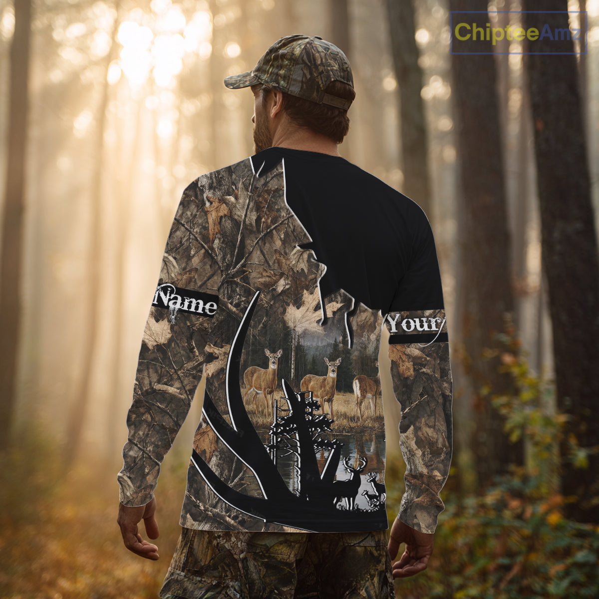 Custom Whitetail Deer 3D All Over Print Shirts, Gift for Men, Hunting Hoodie Long Sleeves NBT336