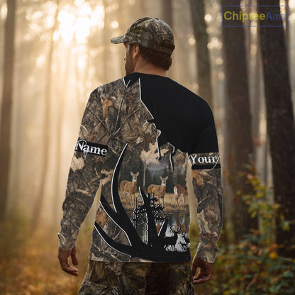 Custom Whitetail Deer 3D All Over Print Shirts, Gift for Men, Hunting Hoodie Long Sleeves NBT336