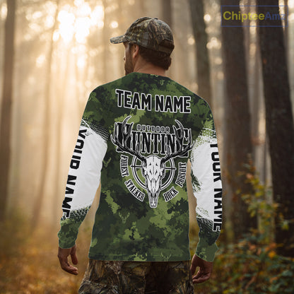 Green Camouflage Deer Hunting Shirts with American Flag – Custom Name, Gift for Hunters NBT37