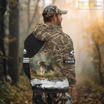 Personalized Rabbit Hunting with Beagle Dog 3D All Over Printed Shirts, Rabbit Hunting Clothes for Men NBT135