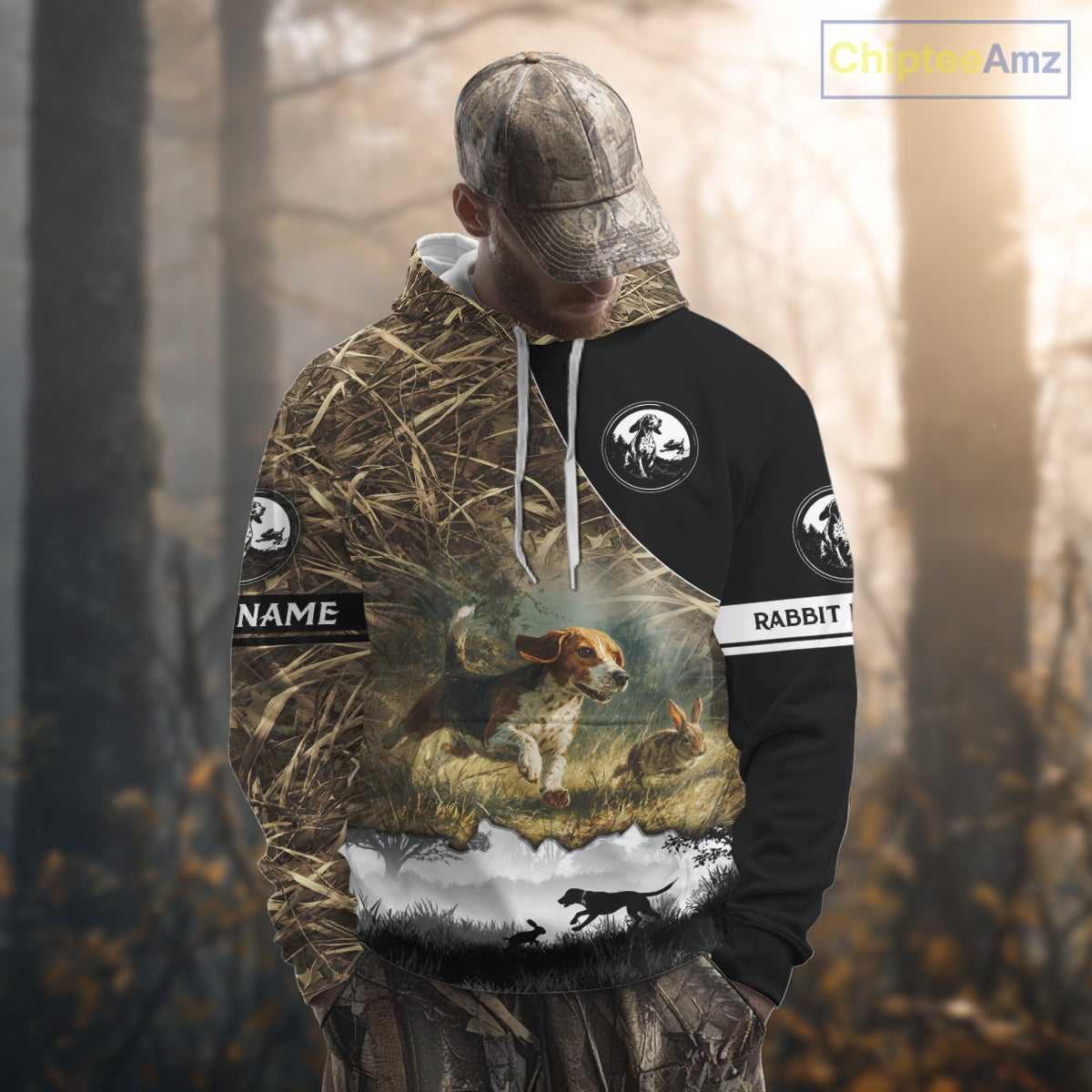 Personalized Rabbit Hunting with Beagle Dog 3D All Over Printed Shirts, Rabbit Hunting Clothes for Men NBT135