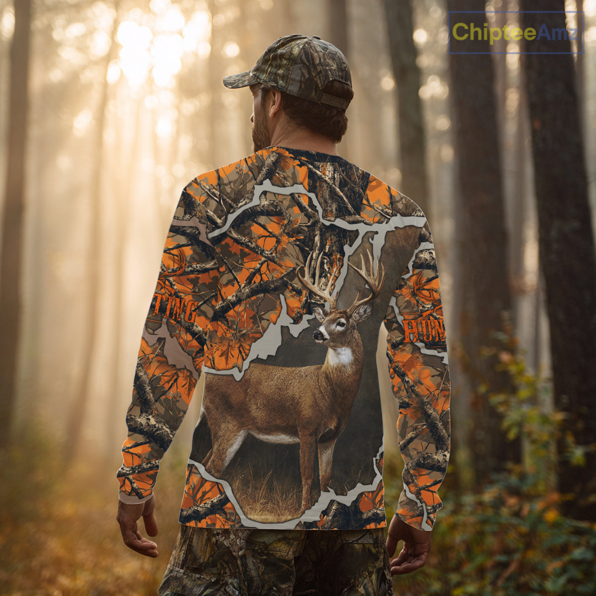 Whitetail Deer Hunting Custom Name Orange Camo Shirt, Deer Hunting Apparel, Camouflage Deer Shirts NBT339