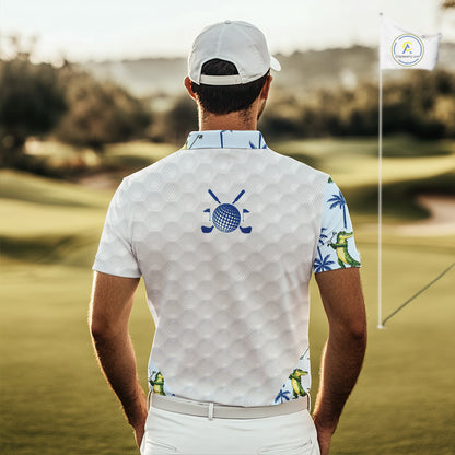 Funny Alligator Palm Tree Mens Golf Polo Shirt Custom Name Golf Top Funny Golf Gifts NBT496