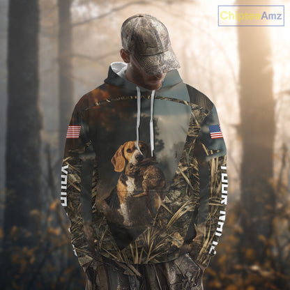 Custom Rabbit Hunting Beagle Dog US Flag Camouflage 3D Shirts, Rabbit Hunting Clothes NBT229