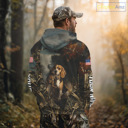 Custom Rabbit Hunting Beagle Dog US Flag Camouflage 3D Shirts, Rabbit Hunting Clothes NBT229