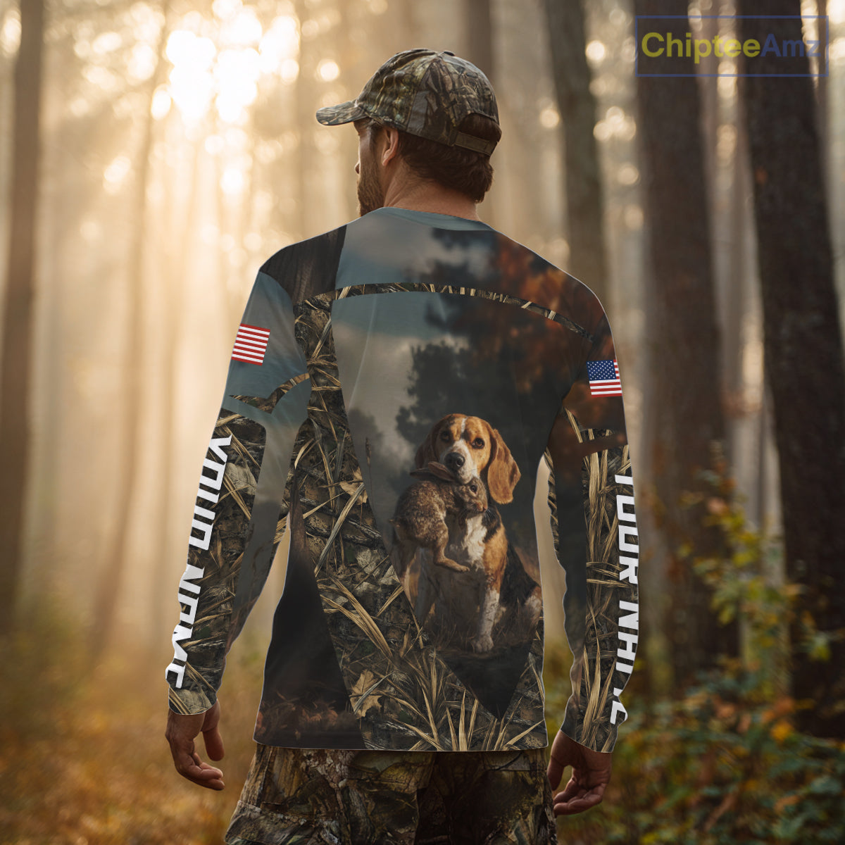 Custom Rabbit Hunting Beagle Dog US Flag Camouflage 3D Shirts, Rabbit Hunting Clothes NBT229