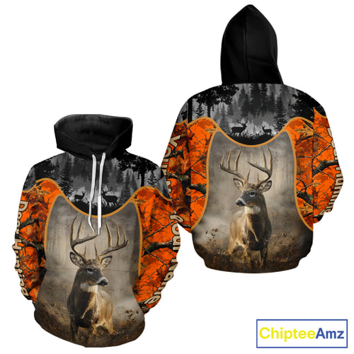 Custom 3D Deer Hunting Orange Camouflage Shirts for Men, Best Hunting Gifts for Hunters NBT231