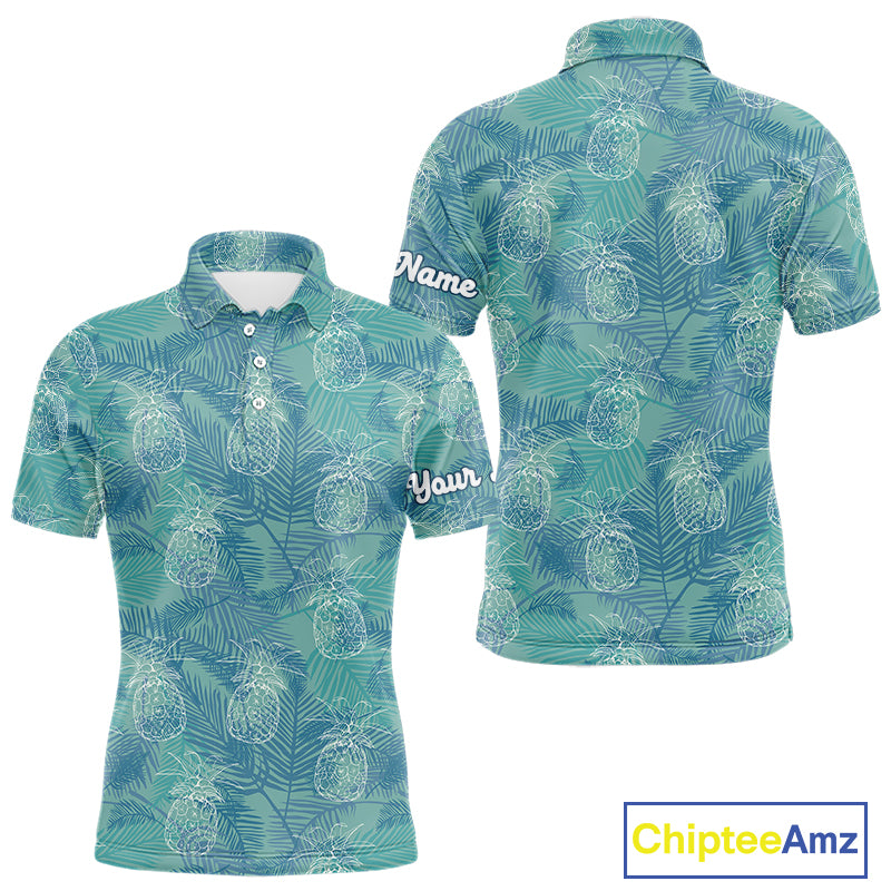 Funny Pineapple Tropical Palm Tree Mens Golf Polo Shirts Custom Golf Shirts For Men NBT511