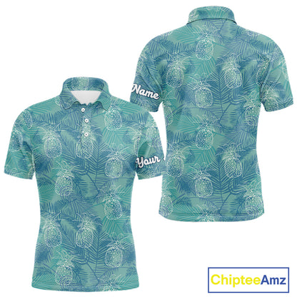 Funny Pineapple Tropical Palm Tree Mens Golf Polo Shirts Custom Golf Shirts For Men NBT511