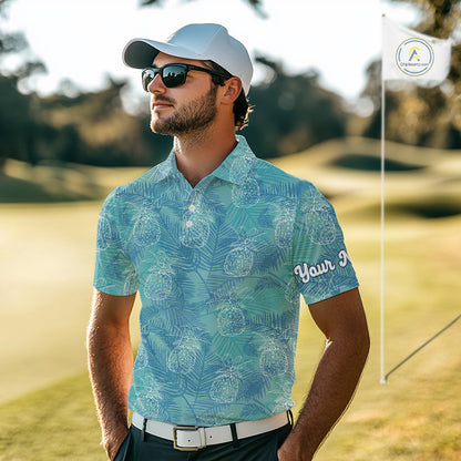 Funny Pineapple Tropical Palm Tree Mens Golf Polo Shirts Custom Golf Shirts For Men NBT511