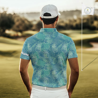 Funny Pineapple Tropical Palm Tree Mens Golf Polo Shirts Custom Golf Shirts For Men NBT511