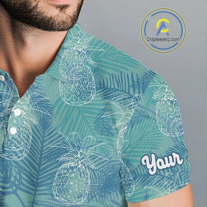 Funny Pineapple Tropical Palm Tree Mens Golf Polo Shirts Custom Golf Shirts For Men NBT511