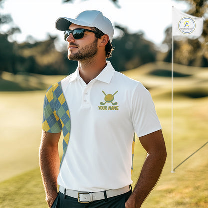 Golf Polo Shirts For Men Custom Argyle Plaid Pattern Golf Shirts, Gift For Golf Lovers NBT513