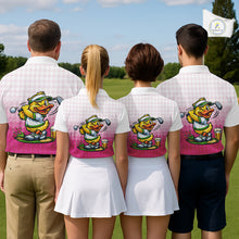 Load image into Gallery viewer, Funny Duck Golf Polo Shirt For Men, Cute Duck With Beer Print Shirt, Sporty Animal Golf Gift|Pink NBT624
