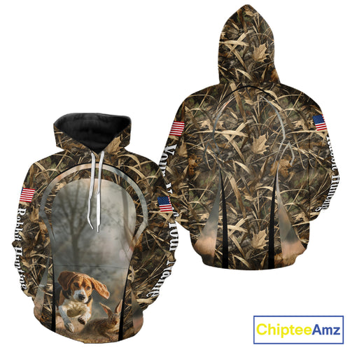 Custom Beagle Dog Rabbit Hunting US Flag Camo Shirts, Rabbit Hunting Gifts for Men NBT234