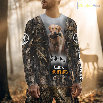 Mallard Duck Hunting Waterfowl Camo Custom Name Shirts for Men, Duck Hunting Clothing NBT288