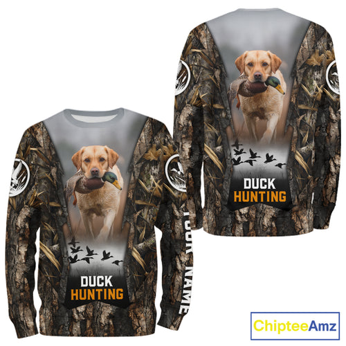 Mallard Duck Hunting Waterfowl Camo Custom Name Shirts for Men, Duck Hunting Clothing NBT288