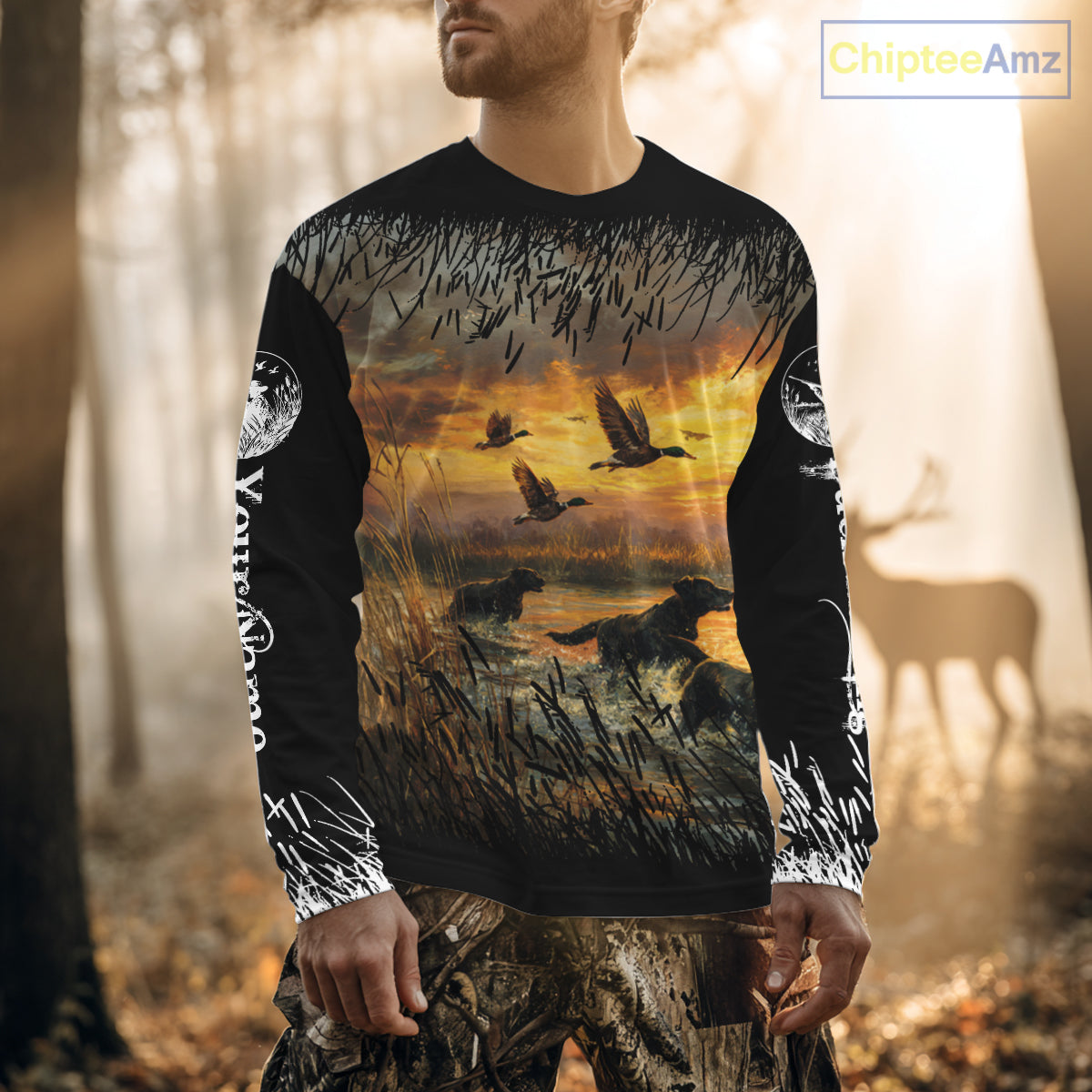 Duck Hunting Mallard Duck with Black Labrador Retriever Dog Custom Name Shirts, Hunting Gifts NBT146