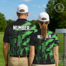 Load image into Gallery viewer, Womens Disc Golf Polo Shirt Custom Name Green Disc Golf Basket, Personalized Disc Golf Shirts NBT647