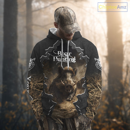 Personalized Wild Hog Hunting Camouflage 3D Shirts, Boar Gifts for Hunter NBT150