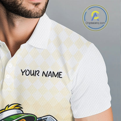Funny Duck Golf Polo Shirt For Men, Cute Duck With Beer Print Shirt, Sporty Animal Golf Gift NBT516