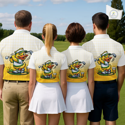 Funny Duck Golf Polo Shirt For Men, Cute Duck With Beer Print Shirt, Sporty Animal Golf Gift NBT516