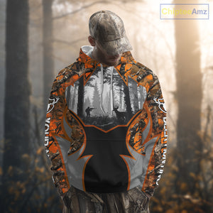 Whitetail Deer Hunting Orange Camouflage Full All-Over 3D for Men, Deer Hunting Gifts NBT242