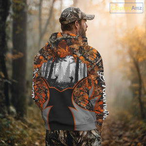 Whitetail Deer Hunting Orange Camouflage Full All-Over 3D for Men, Deer Hunting Gifts NBT242