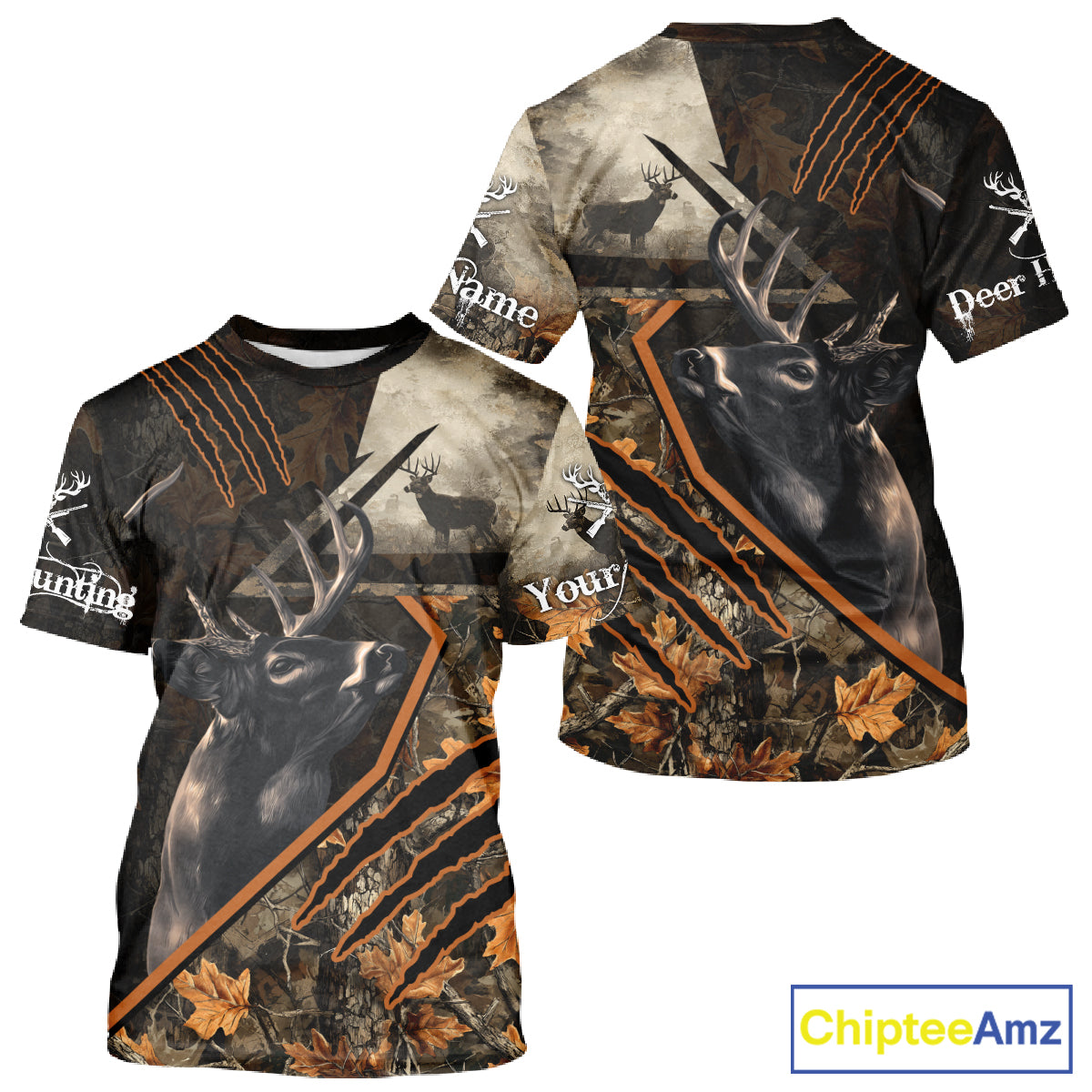 Whitetail Deer Hunting Clothes Custom Name Hoodie Autumn Leaves Camo Hunting Long Sleeve Shirt NBT298