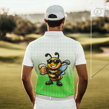 Load image into Gallery viewer, Funny Bee Golf Polo Shirt For Men, Cute Bee With Beer Print Shirt, Sporty Animal Golf Gift|Green NBT665