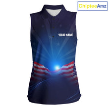 Load image into Gallery viewer, Sleeveless shirt with American flag design and 'Your Name' text on a white background