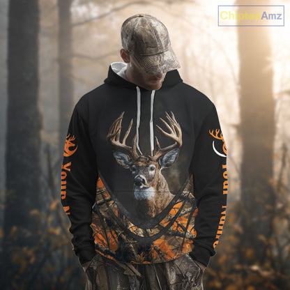 Deer Hunting Shirt Orange Camo 3D Custom Name, Season Deer Hunting, Hunting Gifts for Men NBT251