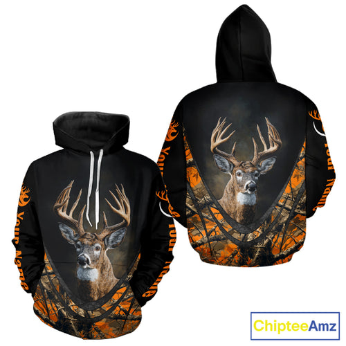 Deer Hunting Shirt Orange Camo 3D Custom Name, Season Deer Hunting, Hunting Gifts for Men NBT251