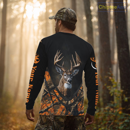Deer Hunting Shirt Orange Camo 3D Custom Name, Season Deer Hunting, Hunting Gifts for Men NBT251