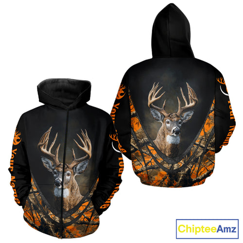 Deer Hunting Shirt Orange Camo 3D Custom Name, Season Deer Hunting, Hunting Gifts for Men NBT251