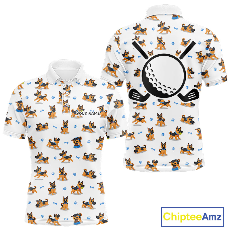 Mens Golf Polo Shirt Custom Funny German Shepherd Dog Team Mens Golf Top, Dog Lover Gift NBT541