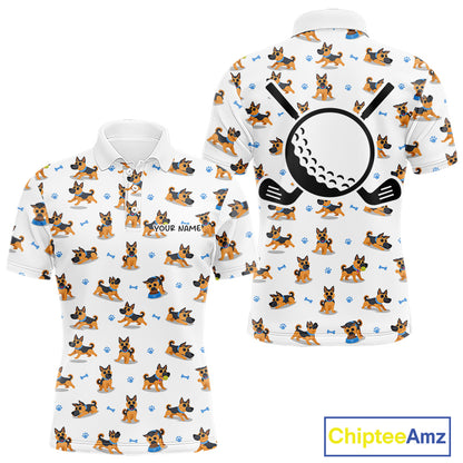 Mens Golf Polo Shirt Custom Funny German Shepherd Dog Team Mens Golf Top, Dog Lover Gift NBT541