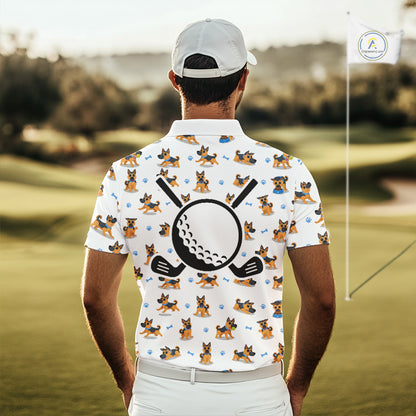Mens Golf Polo Shirt Custom Funny German Shepherd Dog Team Mens Golf Top, Dog Lover Gift NBT541