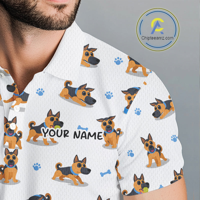 Mens Golf Polo Shirt Custom Funny German Shepherd Dog Team Mens Golf Top, Dog Lover Gift NBT541