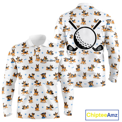 Mens Golf Polo Shirt Custom Funny German Shepherd Dog Team Mens Golf Top, Dog Lover Gift NBT541