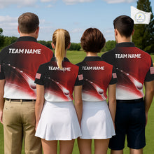 Load image into Gallery viewer, Four people wearing matching golf shirts with 'TEAM NAME' printed on the back, standing on a golf course.
