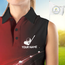 Load image into Gallery viewer, Red Ball Pattern American Flag Womens Sleeveless Golf Polo Shirts, Team Golf Shirts Golf Gifts NBT872